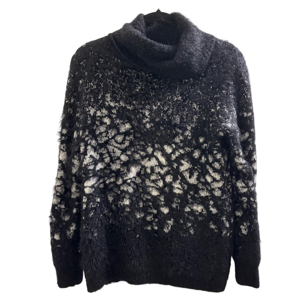 Cozy Black and Gray Cowl Neck Sweater - Picture 1 of 5